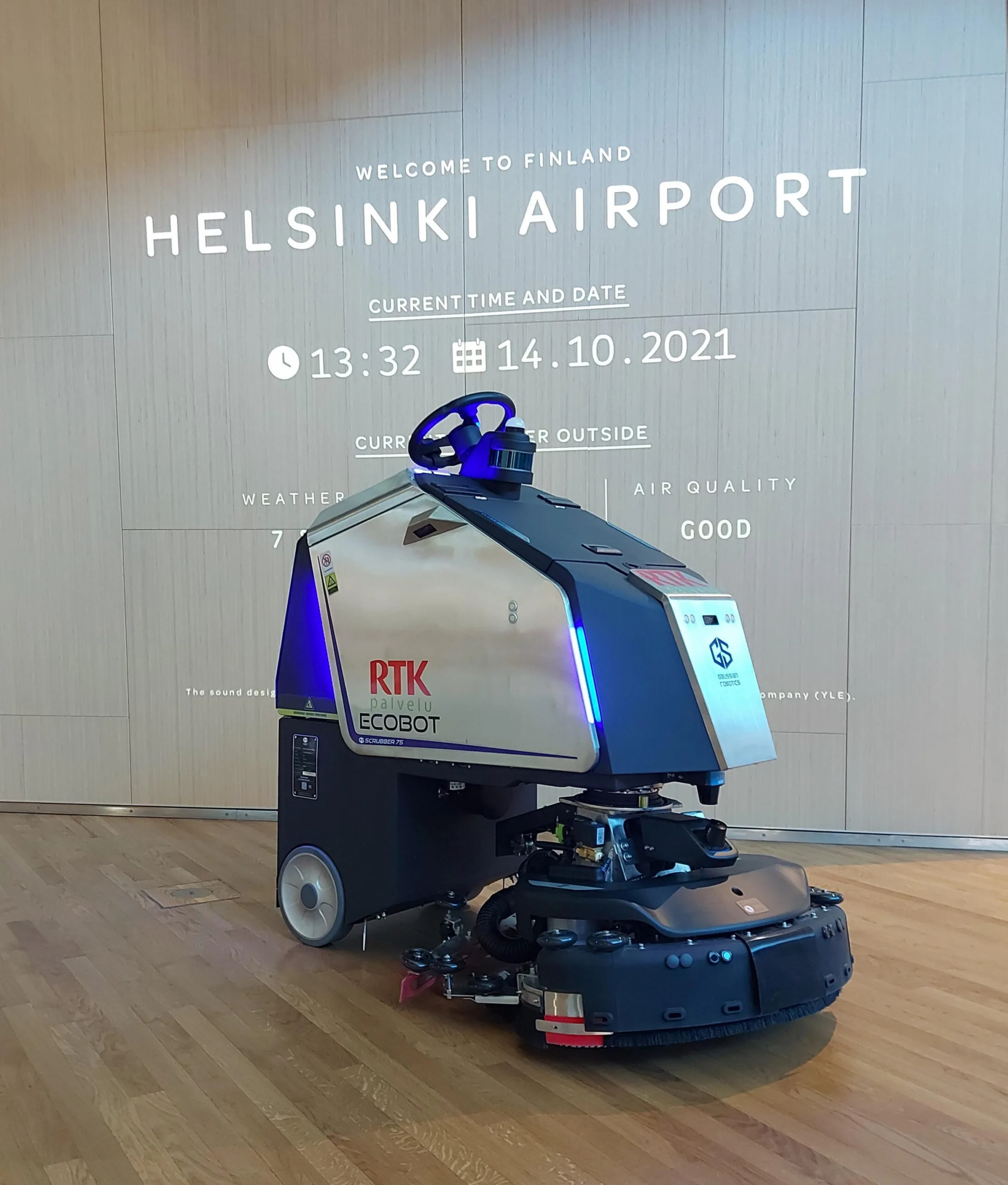 Gausium Scrubber 75 am Flughafen Helsinki-Vantaa