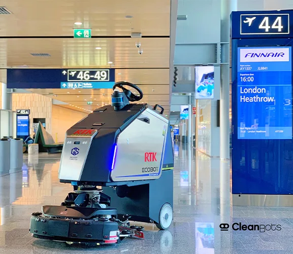 Reinigingsrobot op luchthaven Helsinki Airport